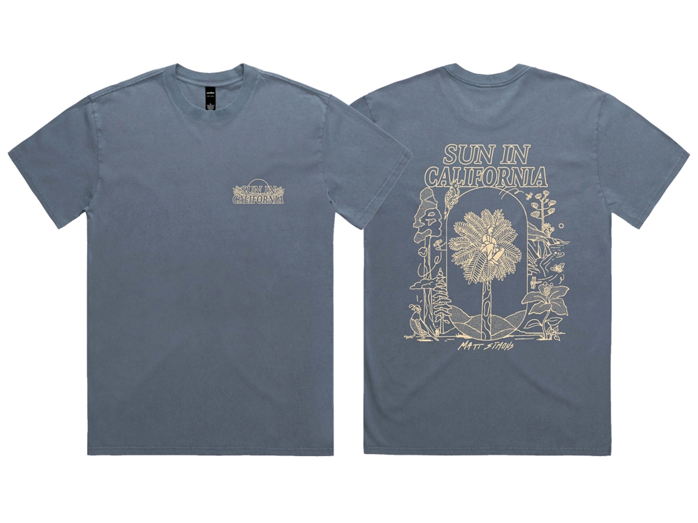 Sun In California T-Shirt Faded Indigo - Unisex - Relaxed Fit