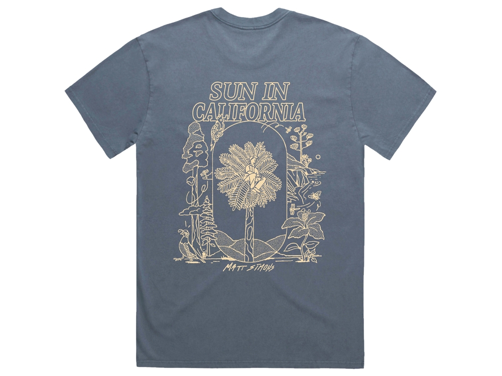 Sun In California T-Shirt Faded Indigo - Unisex - Relaxed Fit